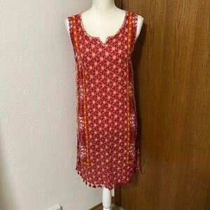 Ruff Hewn red, pink, & orange tank dress w/ tassels S